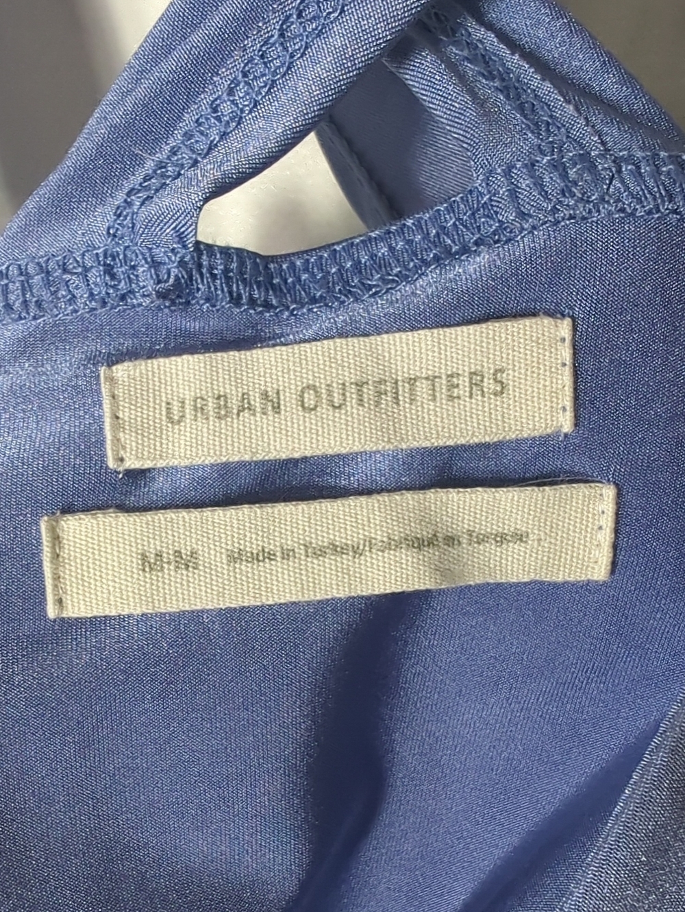 Urban Outfitters Blue Shimmer Criss Cross Tie Back Crop Top Medium - Picture 6 of 9